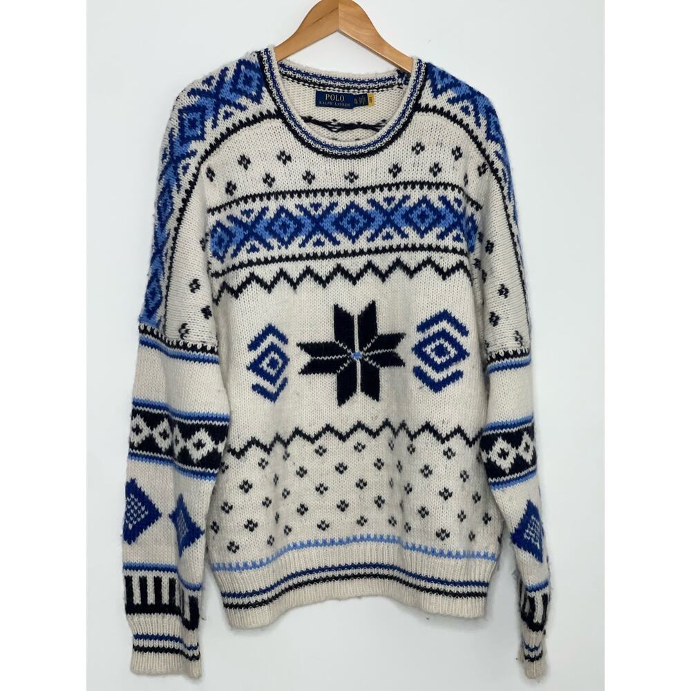 Polo Ralph Lauren Men's Snowflake Pattern Wool Alpaca Sweater Size XL